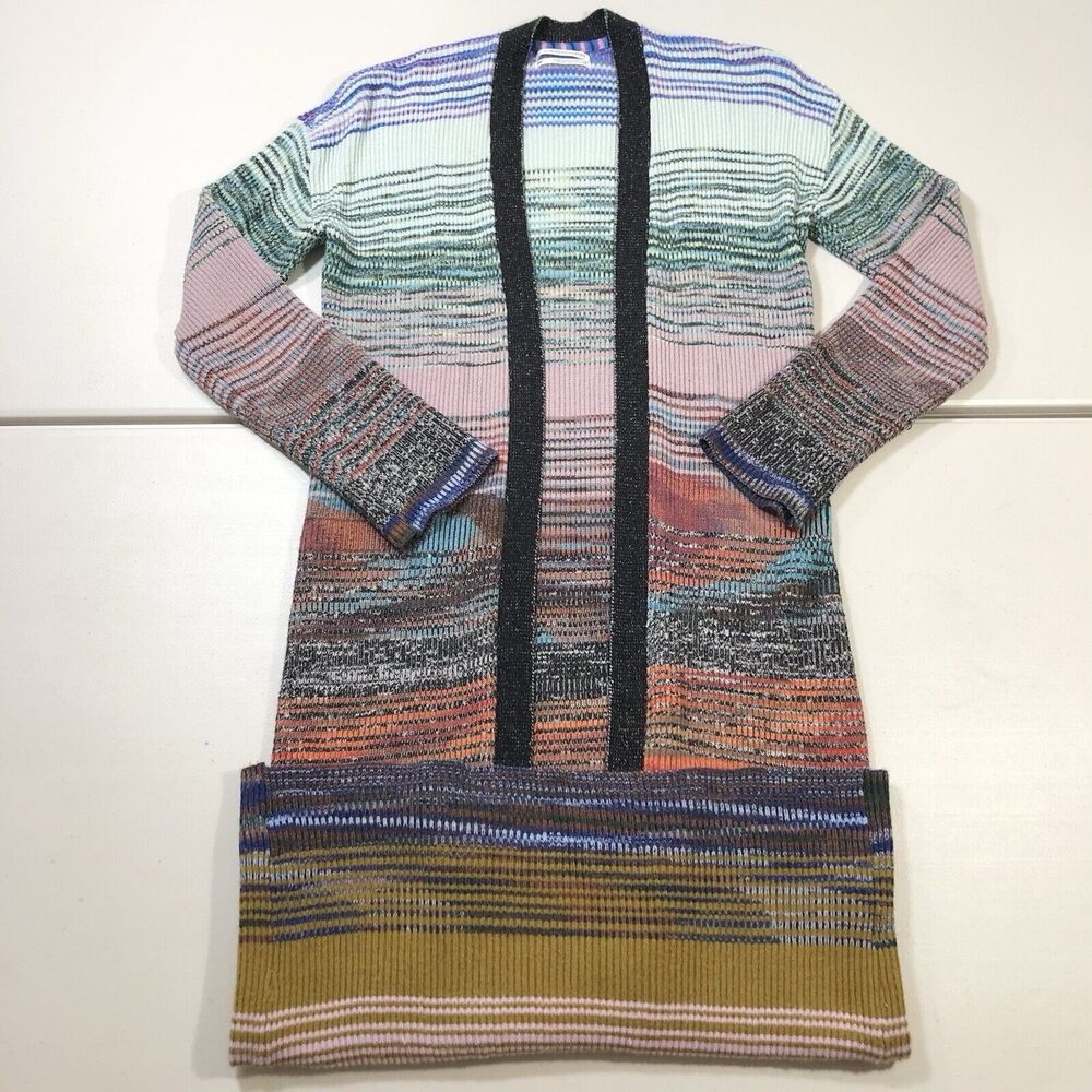 Anthropologie Space Dyed Longline Cardigan Size XS / S Open Knitted Viscose - Picture 2 of 8